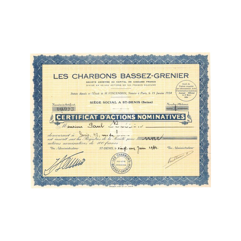 Les Charbons Bassez-Grenier (Certif Nomin)