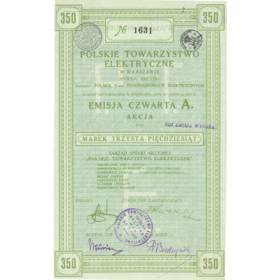 Polskie Towarzystwo Elektryczne w Warszawie Spolka Akcyjna (Act 350 Zlotys) (Vert)