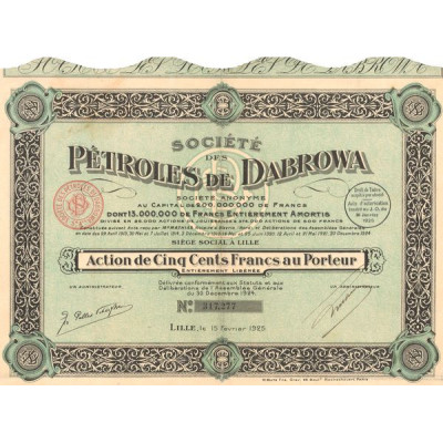 Sté des Pétroles de Dabrowa (Act 500 F) (1925)