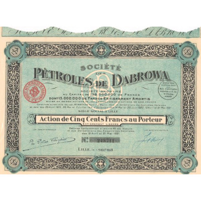 Sté des Pétroles de Dabrowa (Act 500 F) (1923)