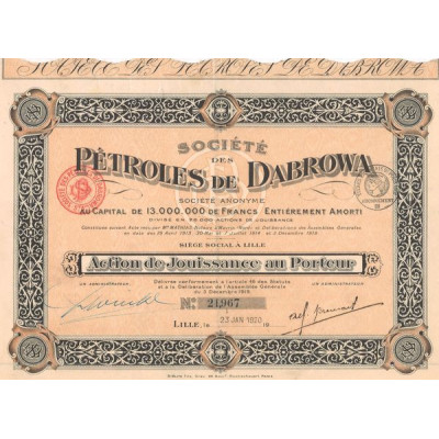 Sté des Pétroles de Dabrowa (Act Jouissance)
