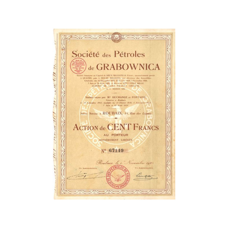 Sté des Pétroles de Grabownica (Act 100 F)