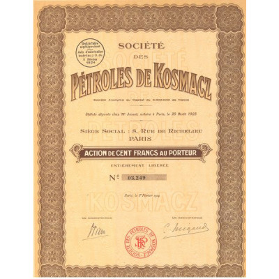 Sté des Pétroles de Kosmacz (Act 100 F)
