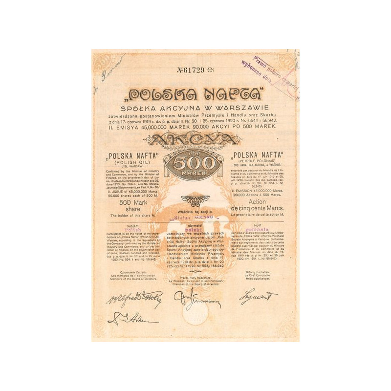 "Polska Nafta" Spolka Akcyjna w Warszawie (Act 500 Marcs)