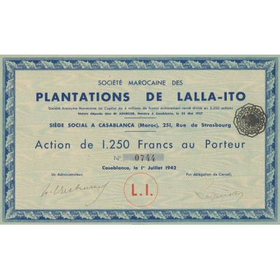 Sté Marocaine des Plantations de Lalla-Ito (Act 1250 F)