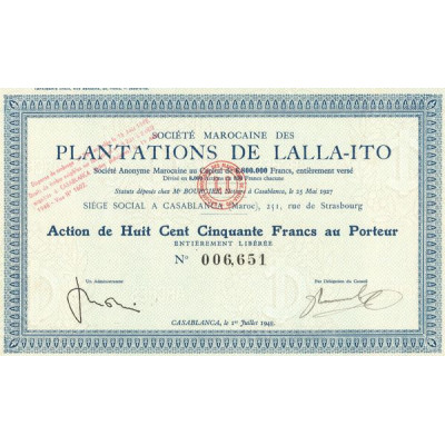 Sté Marocaine des Plantations de Lalla-Ito (Act 0850 F)