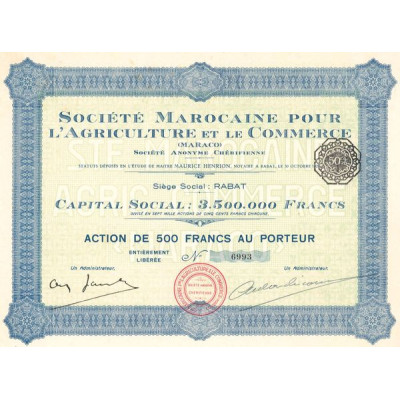 Sté Marocaine pour l'Agriculture et le Commerce (MARACO) (Act 500 F)