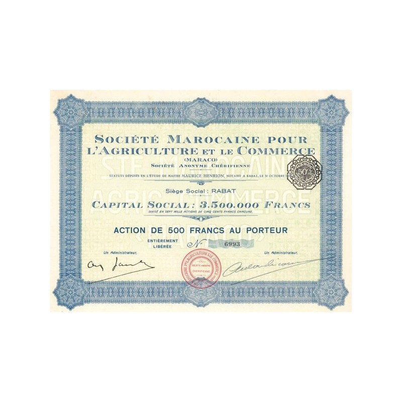 Sté Marocaine pour l'Agriculture et le Commerce (MARACO) (Act 500 F)
