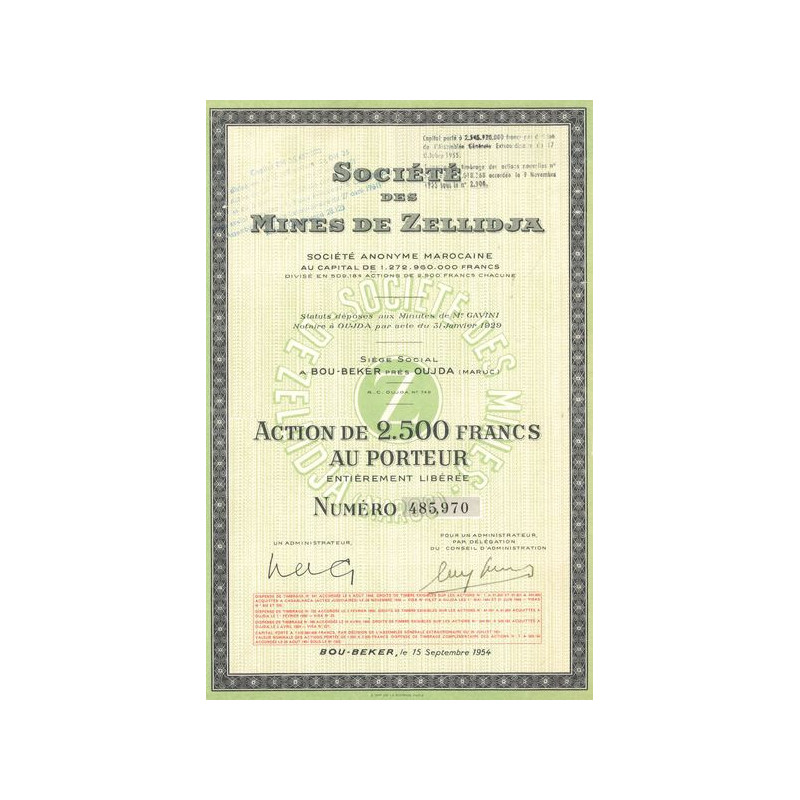 Sté des Mines de Zellidja (Act 2500 F)