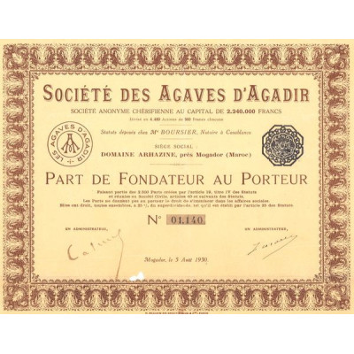 Sté des Agaves d'Agadir (PF)