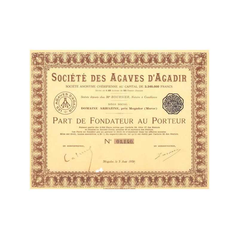 Sté des Agaves d'Agadir (PF)