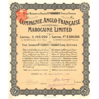Cie Anglo-Française Marocaine Ltd (Titre 5 Act 25 F)