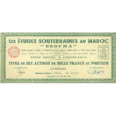 Les Etudes Souterraines au Maroc "Esouma" (Titre 10 Act 1000 F)