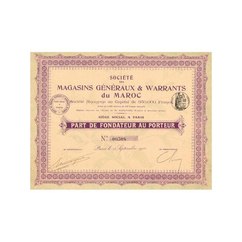 Sté des Magasins Généraux & Warrants du Maroc (PF)