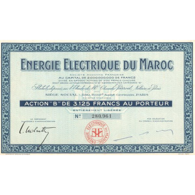 Energie Electrique du Maroc (Act "B" 3125 F)