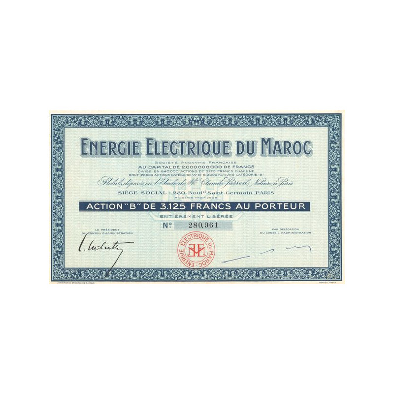 Energie Electrique du Maroc (Act "B" 3125 F)