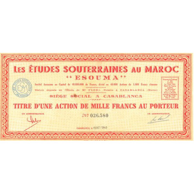 Les Etudes Souterraines au Maroc "Esouma" (Titre 01 Act 1000 F)