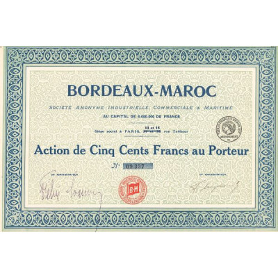 Bordeaux-Maroc S.A. Industrielle Commerciale & Maritime (Act 500 F)