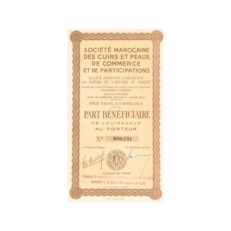 Sté Marocaine des Cuirs et Peaux de Commerce et de Participations (PB)