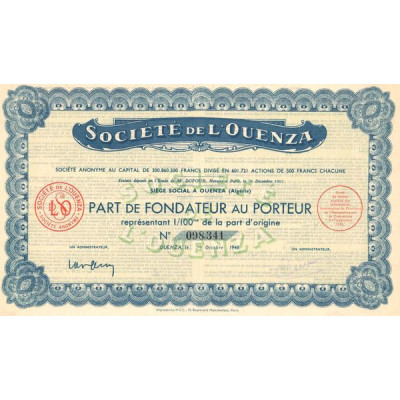 Sté de l'Ouenza (PF 1/100 eme)