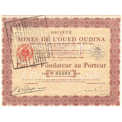 Sté des Mines de l'Oued Oudina (PF)