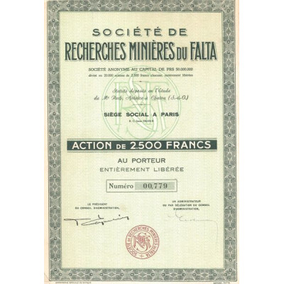 Sté de Recherches Minières du Falta (Act 2500 F)