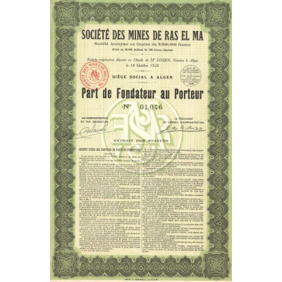 Sté des Mines de Ras El Ma (PF)