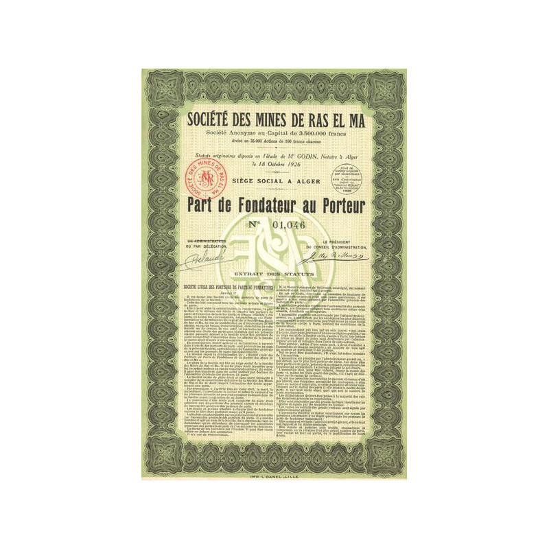 Sté des Mines de Ras El Ma (PF)