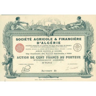 Sté Agricole & Financière d'Algérie (Act 100 F)