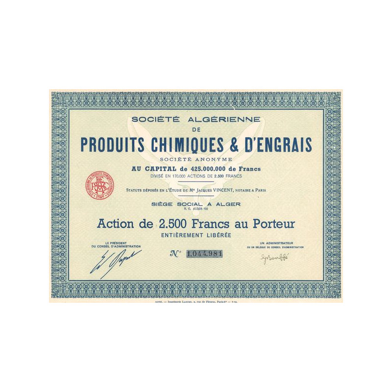 Sté Algérienne de Produits Chimiques & d'Engrais (Act 2500 F)