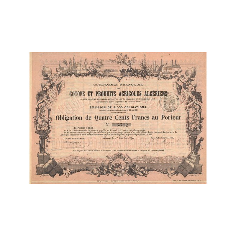 Cie Française des Cotons et Produits Agricoles Algériens (Obl 400 F)
