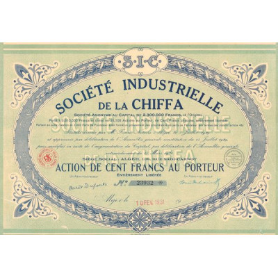 Sté Industrielle de la Chiffa (Act 100 F)