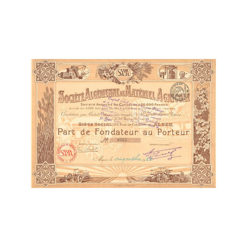 Sté Algérienne de Matériel Agricole (PF)
