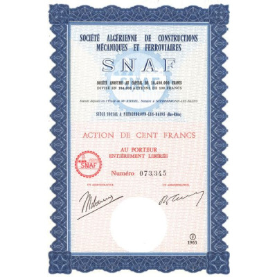 Sté Algérienne de Constructions Mécaniques et Ferroviaires SNAF (Act 100 F)