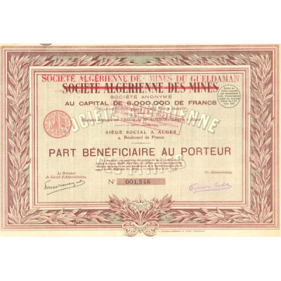 Sté Algérienne des Mines du Gueldaman (PB)