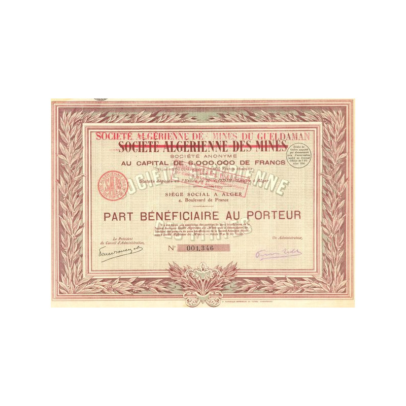 Sté Algérienne des Mines du Gueldaman (PB)
