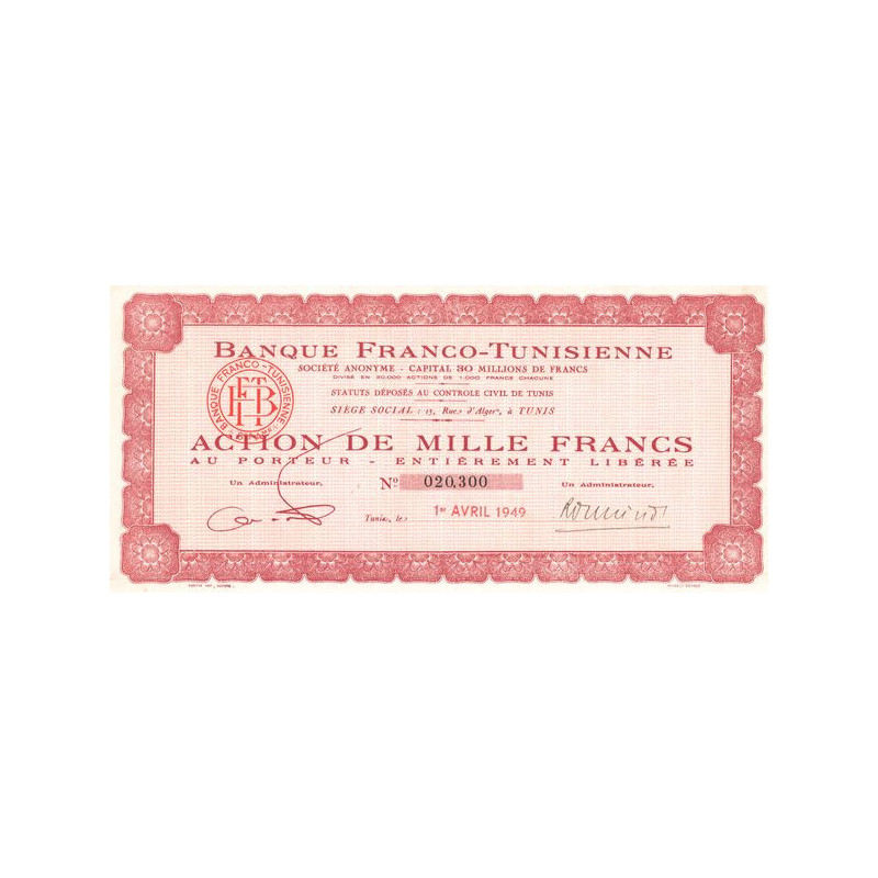 Banque Franco-Tunisienne (Act 1000 F)