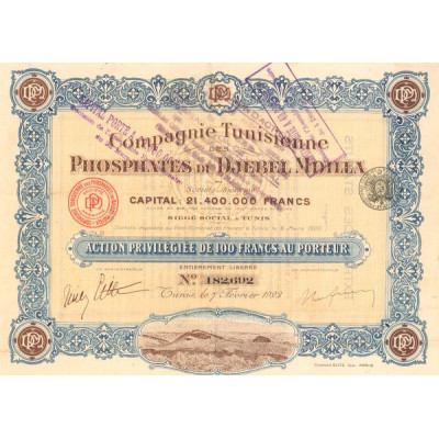Cie Tunisienne des Phosphates du Djebel-Mdilla (Act P 100 F)