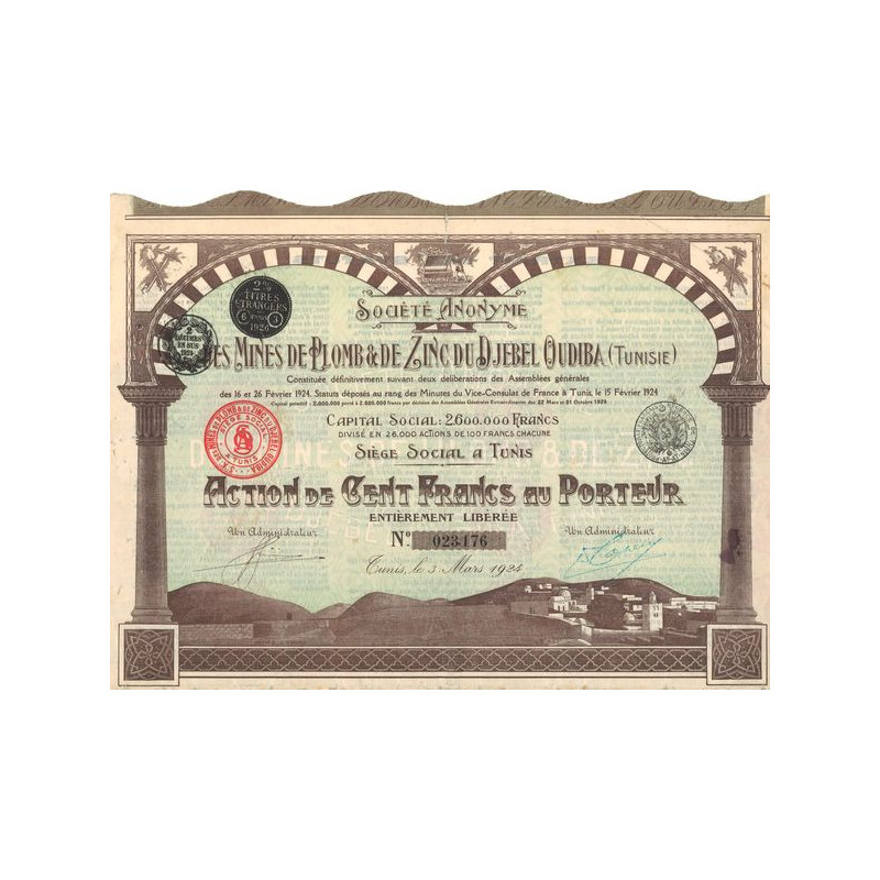 S.A. des Mines de Plomb & de Zinc du Djebel Oudiba (Act 100 F)