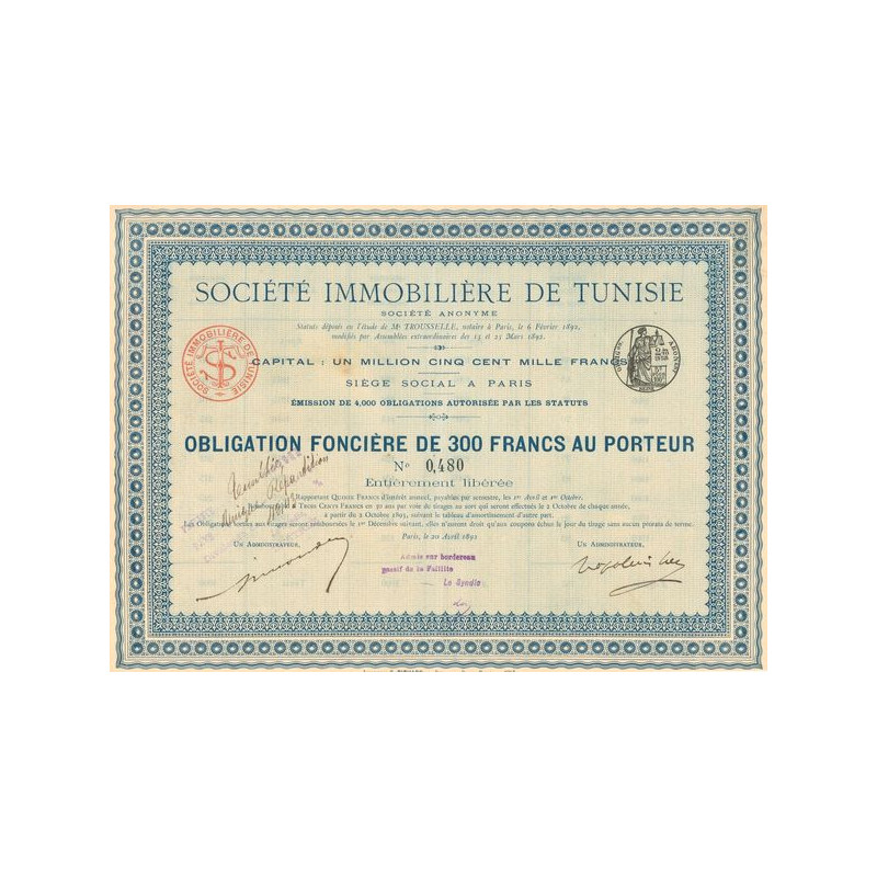 Sté Immobilière de Tunisie (Obl 300 F)