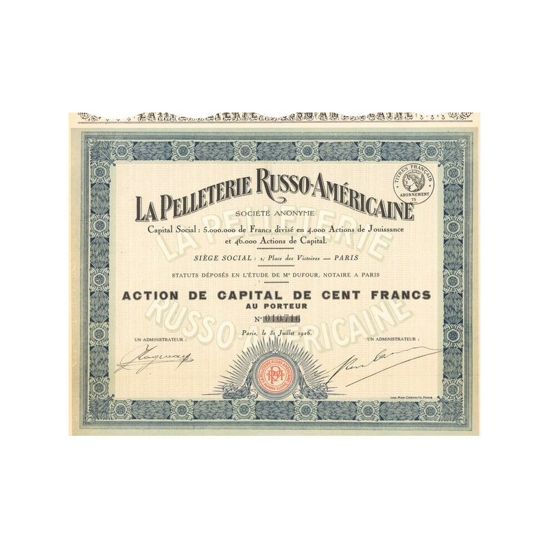 La Pelleterie Russo-Américaine (Act 100 F)
