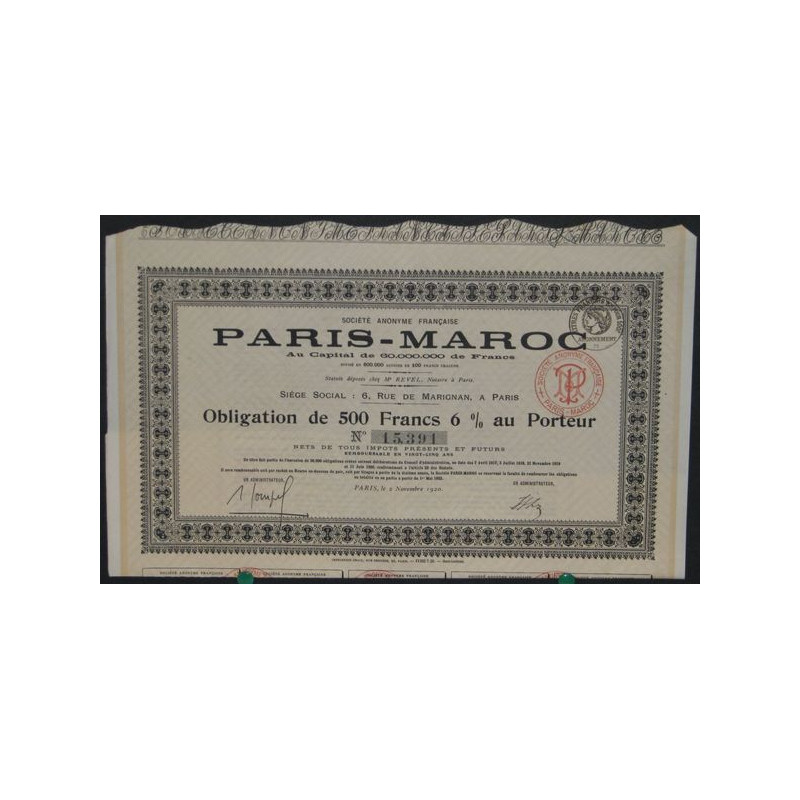 S.A. Française Paris-Maroc (Obl 6%)