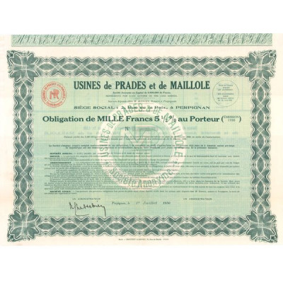 Usines de Prades et de Maillole (Obl 1000 F 5.5%)