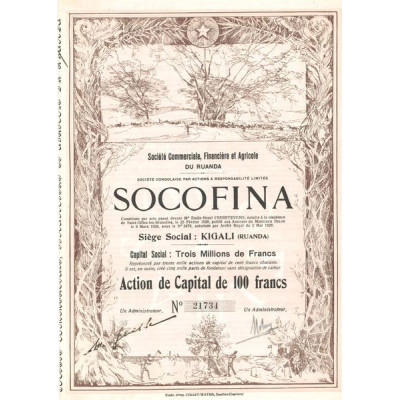 Sté Commerciale. Financière et Agricole du Ruanda SOCOFINA (Act 100 F)
