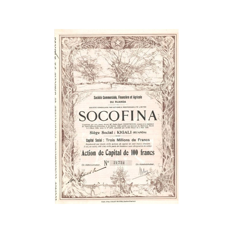 Sté Commerciale. Financière et Agricole du Ruanda SOCOFINA (Act 100 F)
