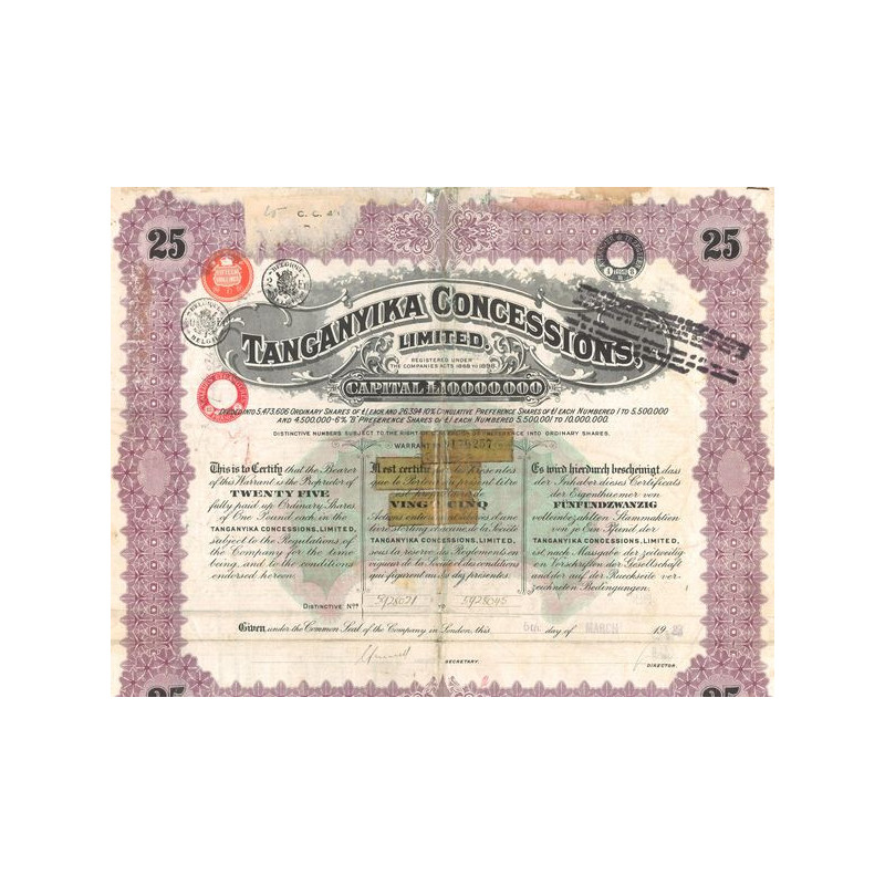 Tanganyika Concessions Ltd (Titre 25 Act 1£)