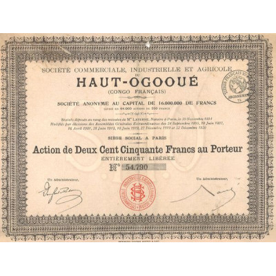 Sté Commerciale Industrielle et Agricole du Haut-Ogooué (Congo Français) (Act 250 F)