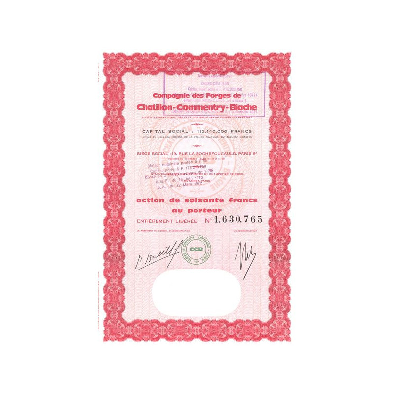 Cie des Forges de Chatillon-Commentry-Biache (Act 60 F)