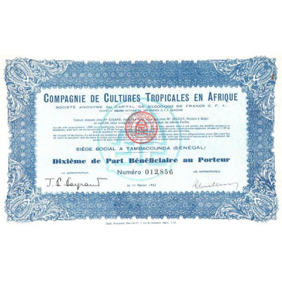 Cie de Cultures Tropicales en Afrique (10ème PB)