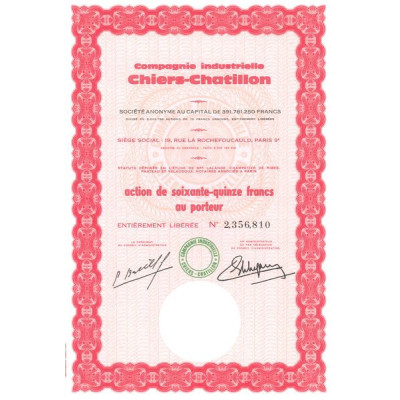 Cie Industrielle Chiers-Chatillon (Act 75 F)